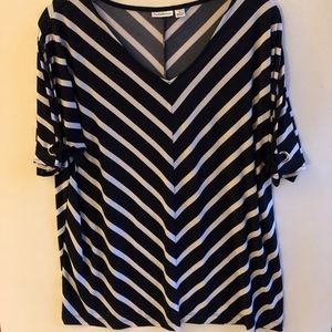 Navy and white striped top